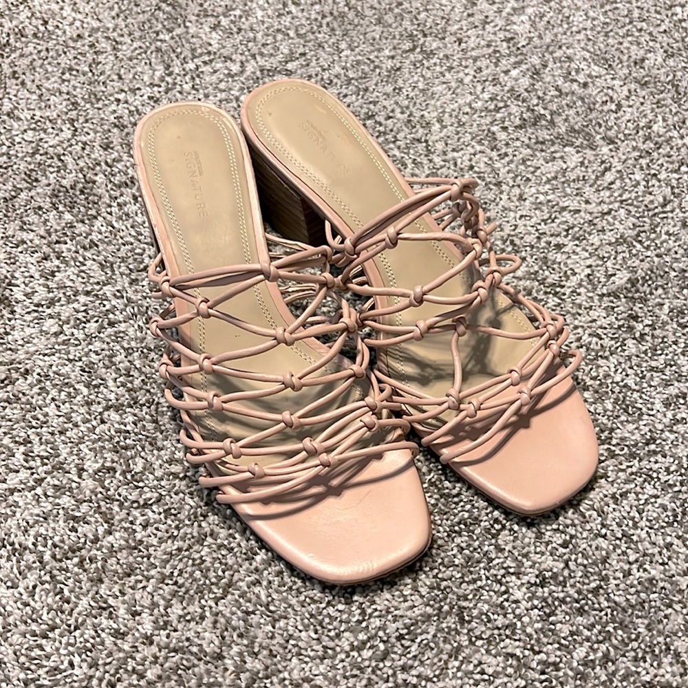Nordstrom Signature Leandra Knotted Slide Sandal Heel Dusty Pink Rose size 9